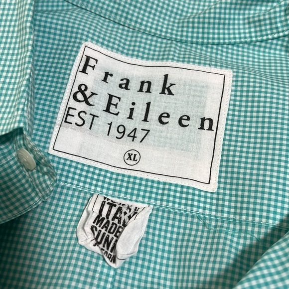 Frank & Eileen Paul Long Sleeve Button Down Size XL Green and White - Picture 6 of 9